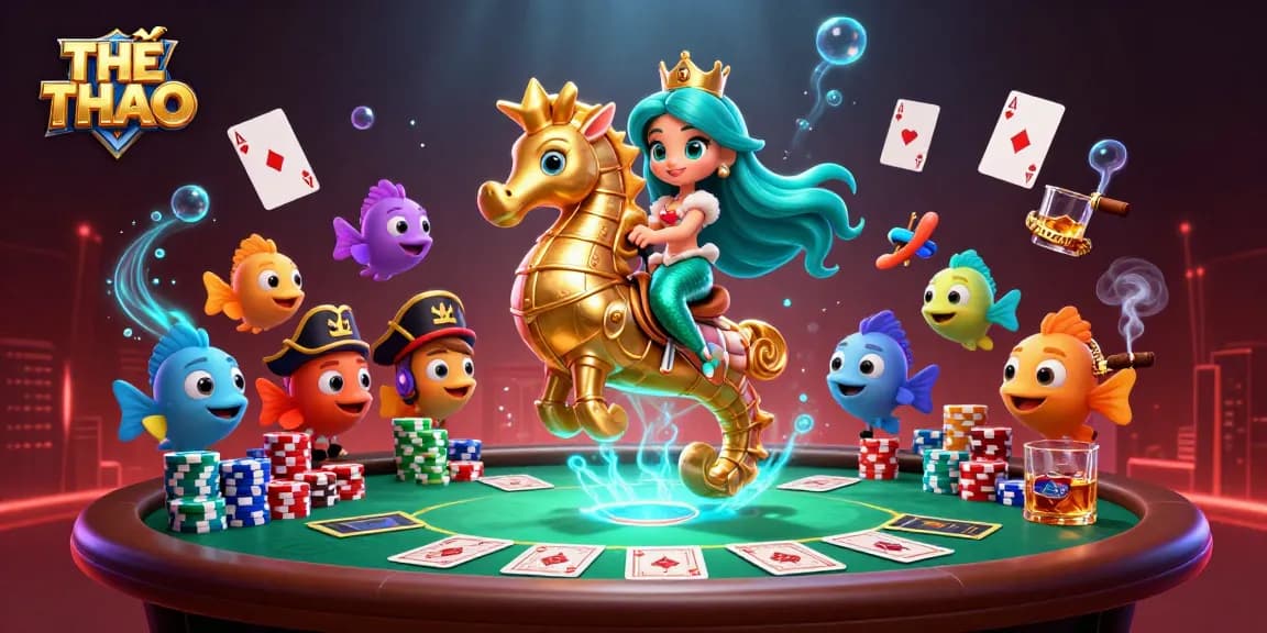 Play THỂ THAO with a vibrant 3D mermaid and exciting casino elements, capturing immersive gambling fun.