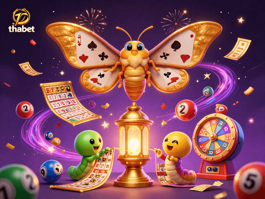 Spin and win at thabet with a vibrant illustration showcasing exciting lottery and bingo elements.