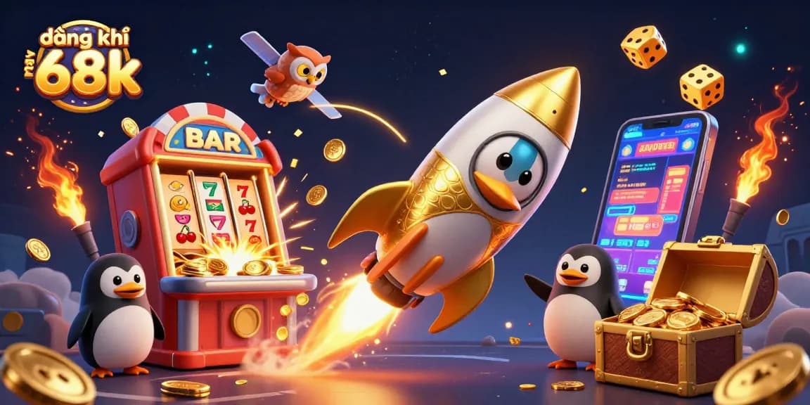 Join in the excitement of đăng ký nhận 68k as golden penguins race through a vibrant casino cosmos.