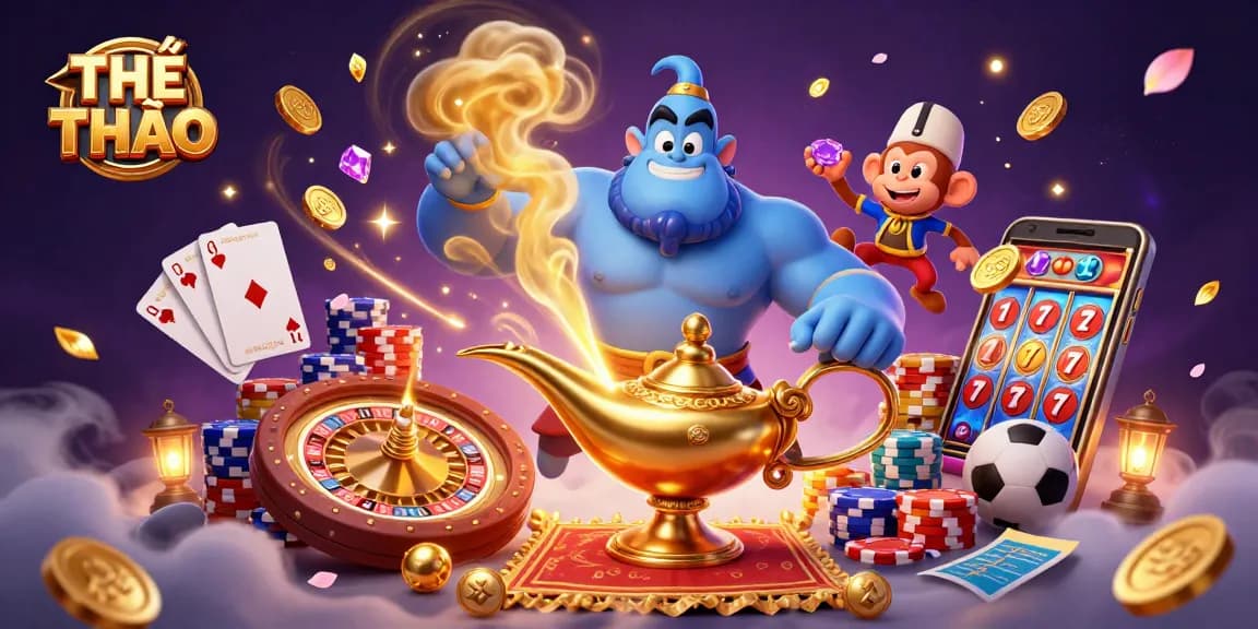 Experience thrilling sports betting with THỂ THAO featuring a colorful 3D casino scene.