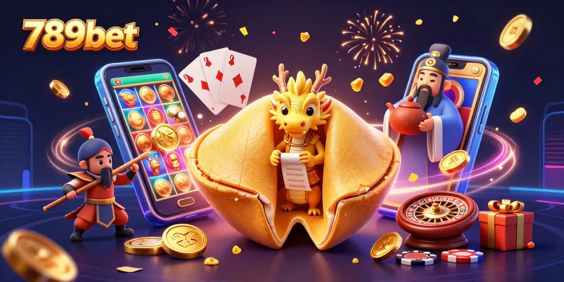 Engage with 789bet's vibrant gaming universe featuring golden dragons, dynamic slots, and rich casino elements.