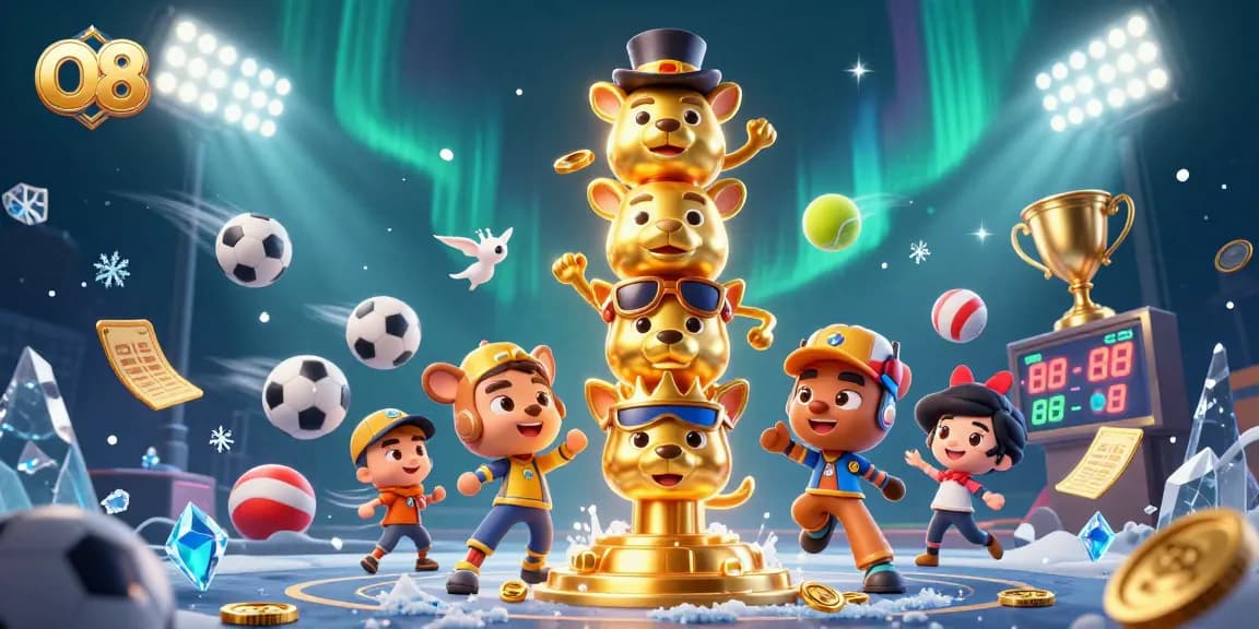 Bet and win big at O8 with this dynamic 3D illustration showcasing engaging casino game elements.