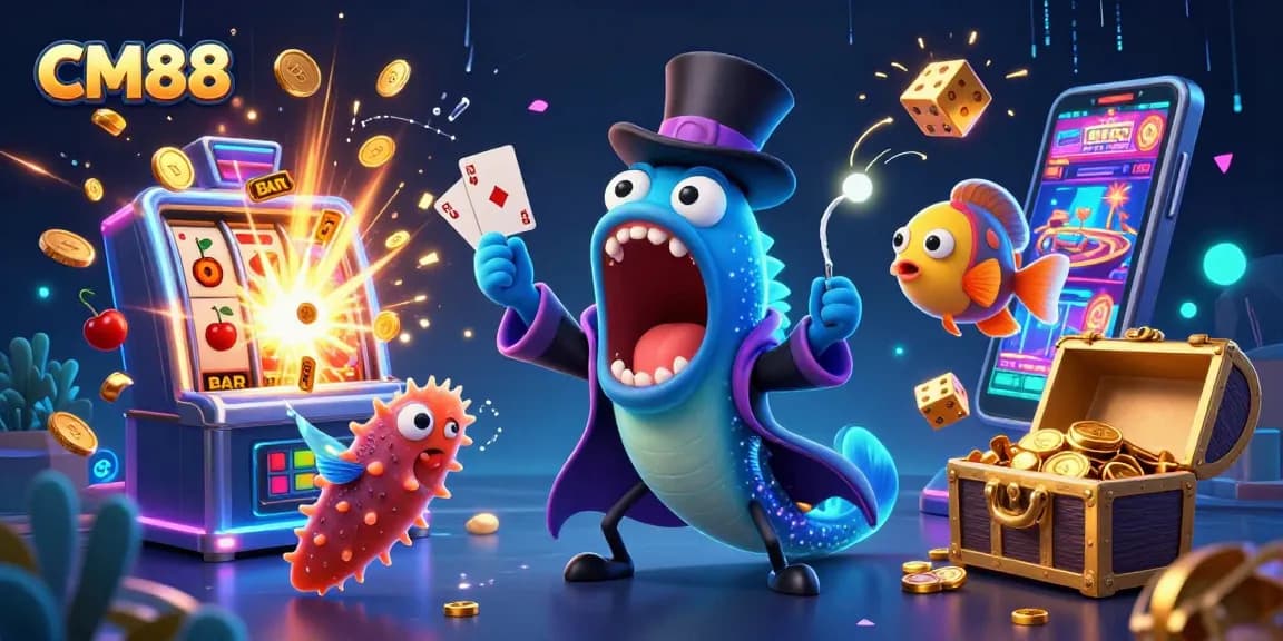 CM88 features an enchanting scene with a bioluminescent gulper eel and friends as they engage in magical casino antics.