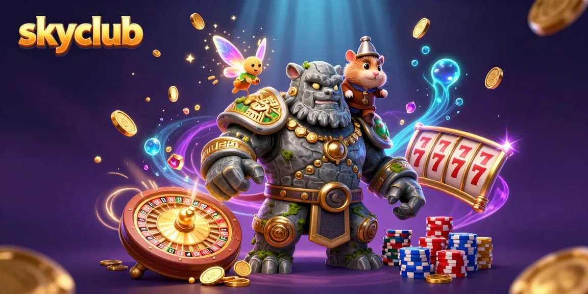 Experience the thrill of winning at skyclub with magical creatures and vibrant casino elements.