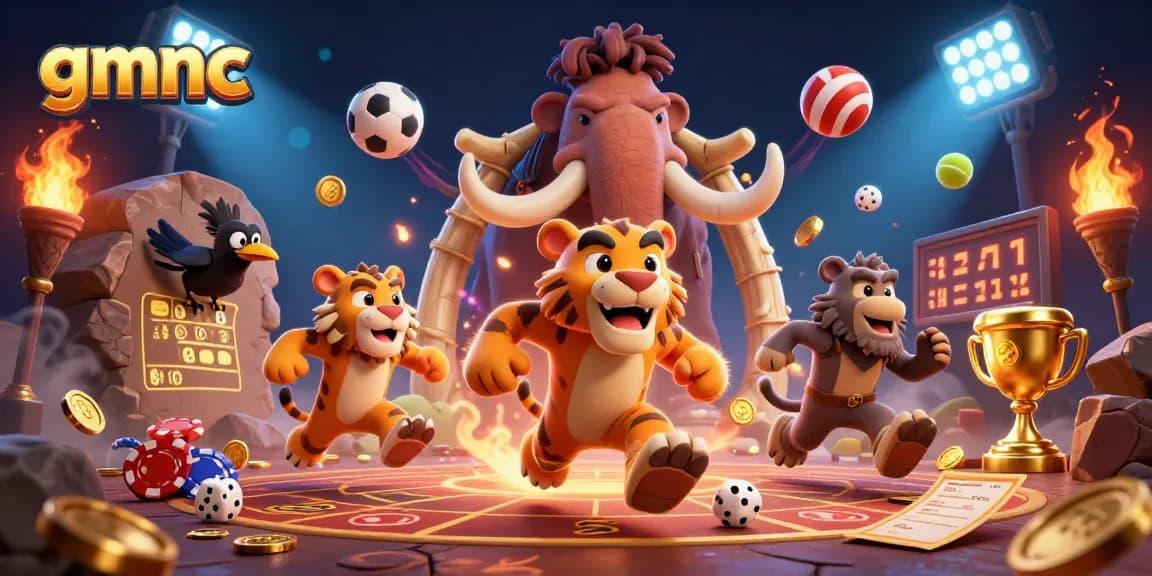 Engage with gmnc's exciting prehistoric casino adventure featuring a caveman and tiger duo!