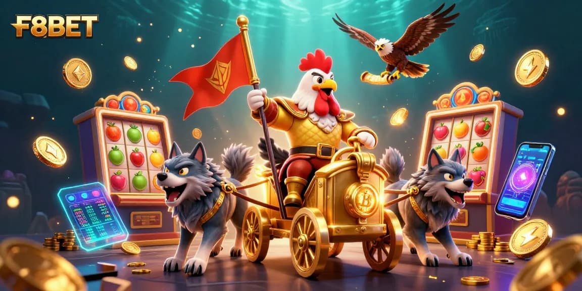 Win big with F8BET at the exciting new slot machines with colorful 3D characters and gleaming coins.