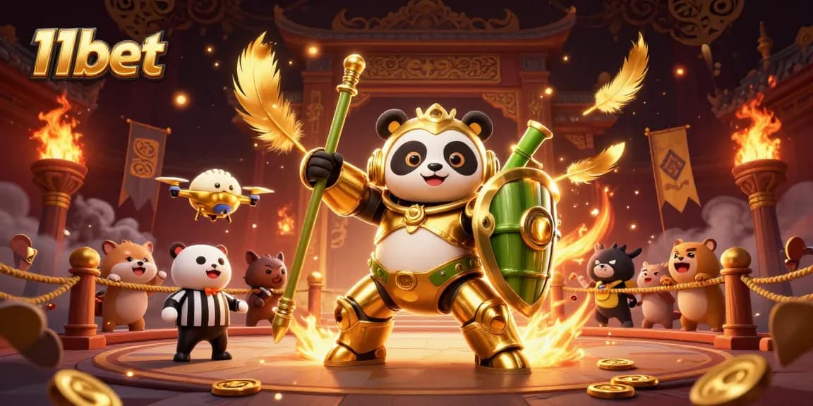 Engage in thrilling gameplay with 11bet at a vibrant, animated casino arena.
