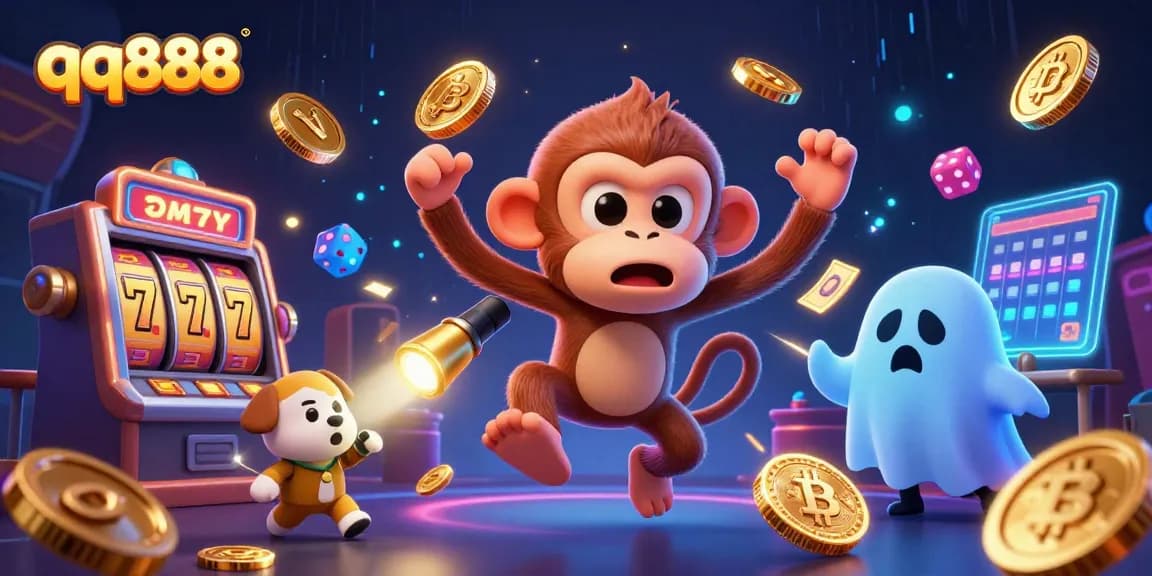 Engage in thrilling slots action at qq888 with golden coins and neon lights in a vibrant casino