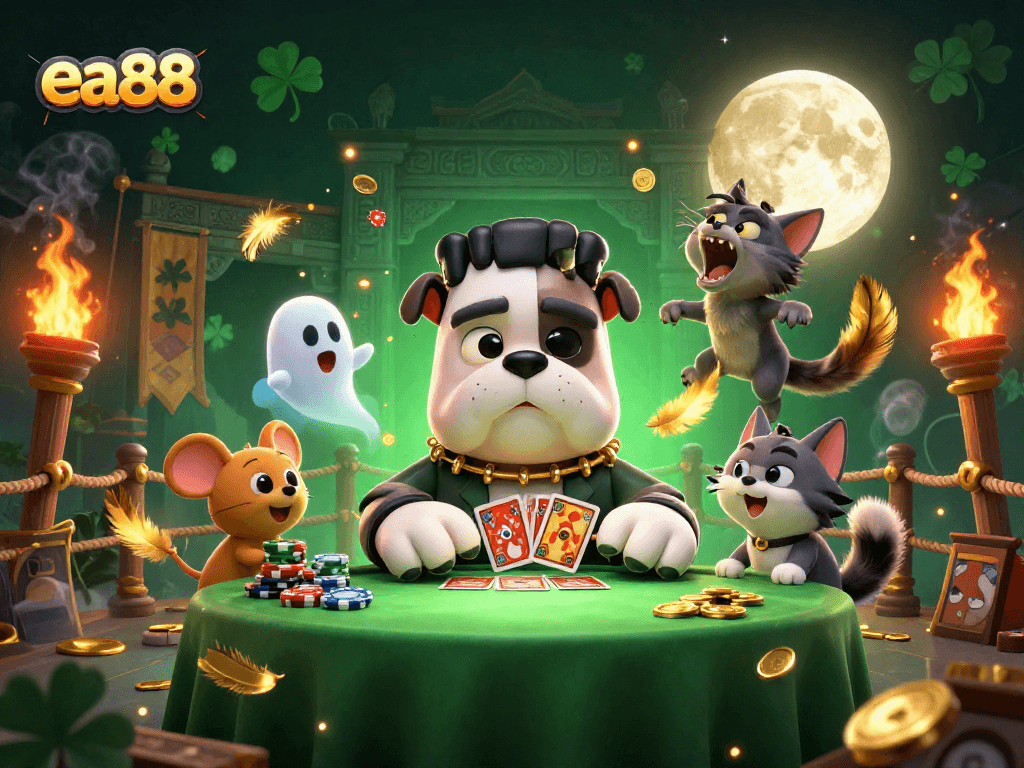 ea88 players enjoy a thrilling card game experience with dynamic characters and vibrant casino elements