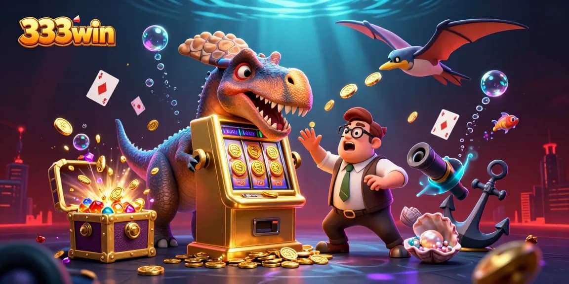333win players enjoying a jackpot payout in a vibrant underwater casino scene.