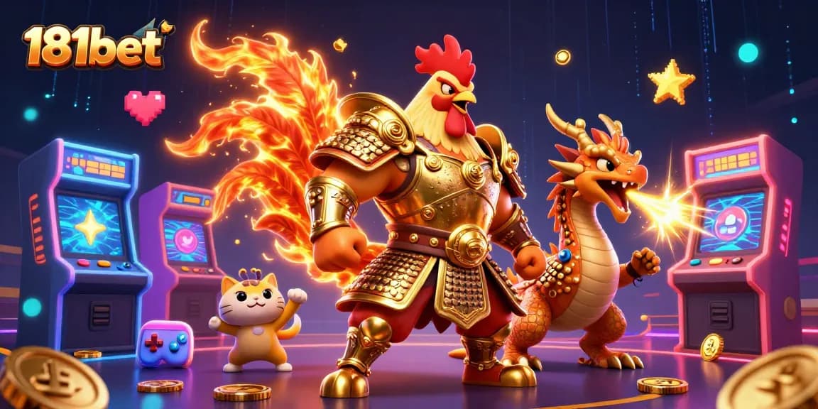 Engage with 181bet's vibrant casino games featuring a colorful scene with characters in action.