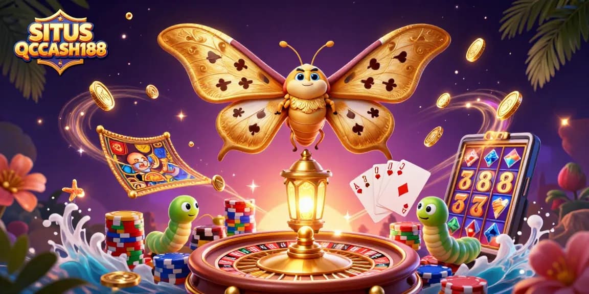 Experience thrilling gameplay at SITUS QQCASH188 with vibrant casino elements and a magical atmosphere.