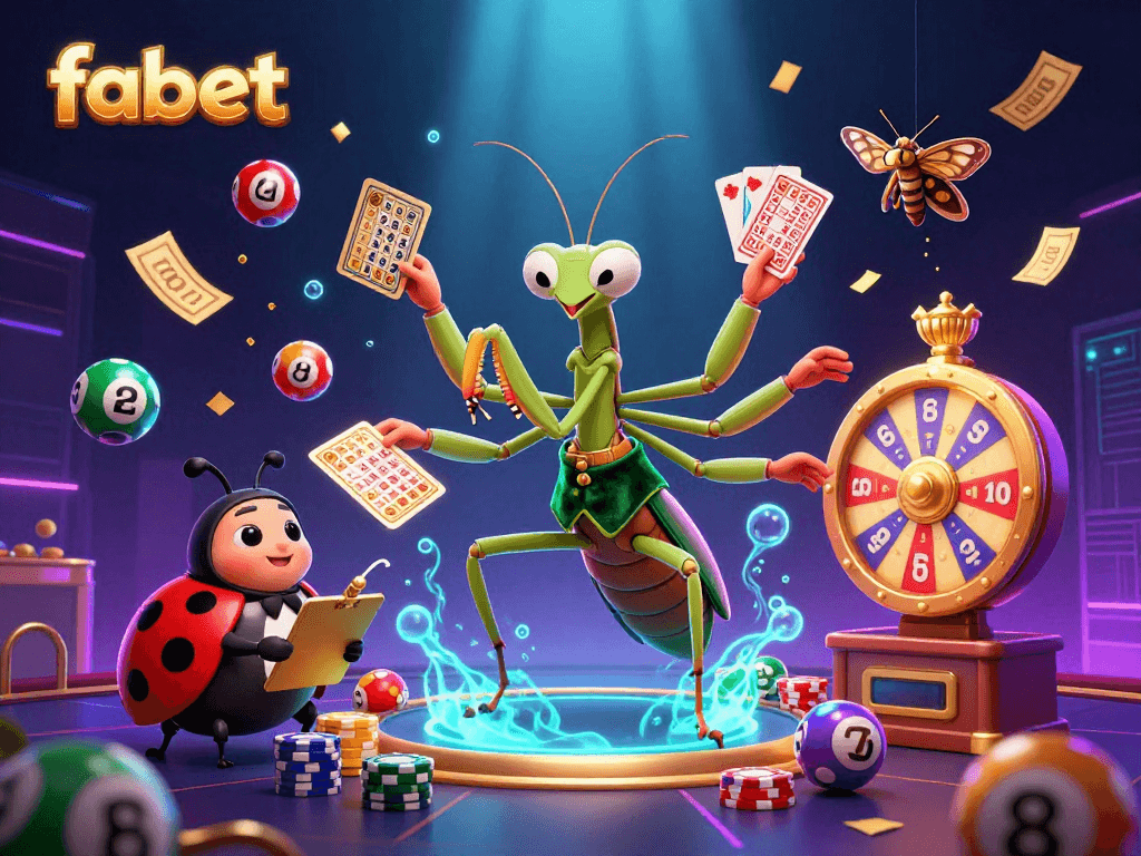 Experience the excitement of fabet with vibrant lottery balls and dynamic casino action in this 3D illustration.