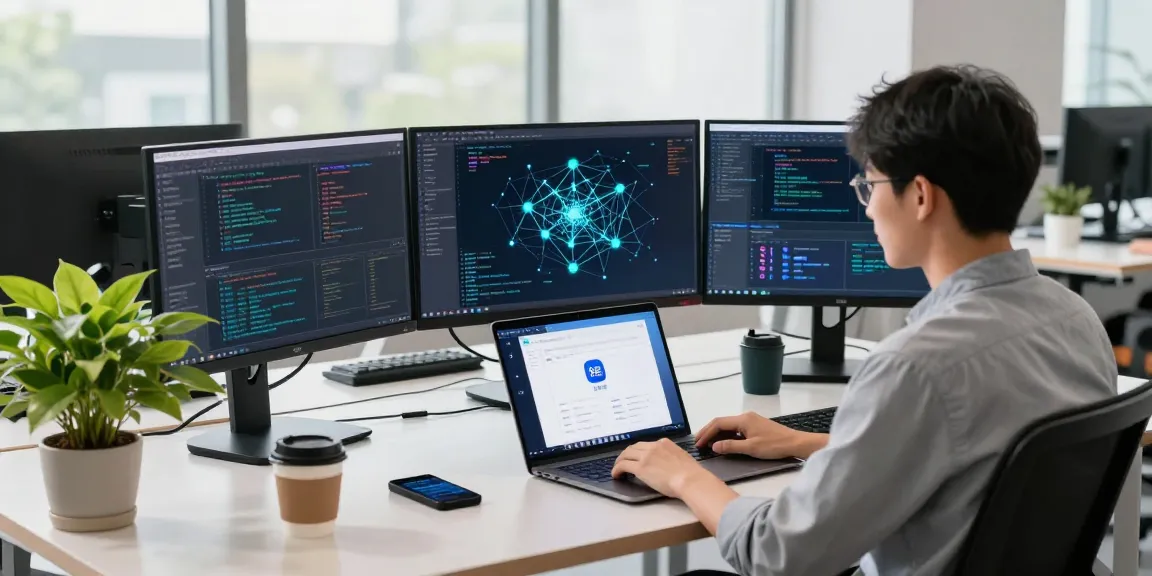 快连 software application in a modern workspace with screens displaying connectivity solutions.