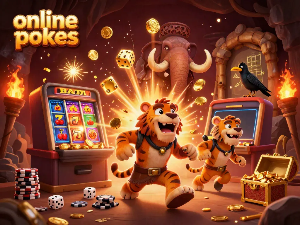 Experience the thrill of online pokies with exciting characters and jackpot elements in a vibrant 3D illustration.