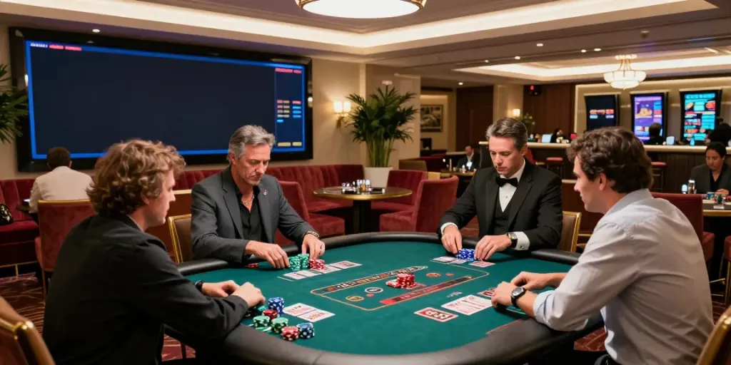 Exciting table game scene at mastercard casinos with players enjoying vibrant casino atmosphere.