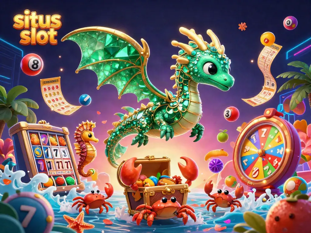 Experience exciting situs slot gameplay with vibrant slot reels and gold-trimmed sea characters.