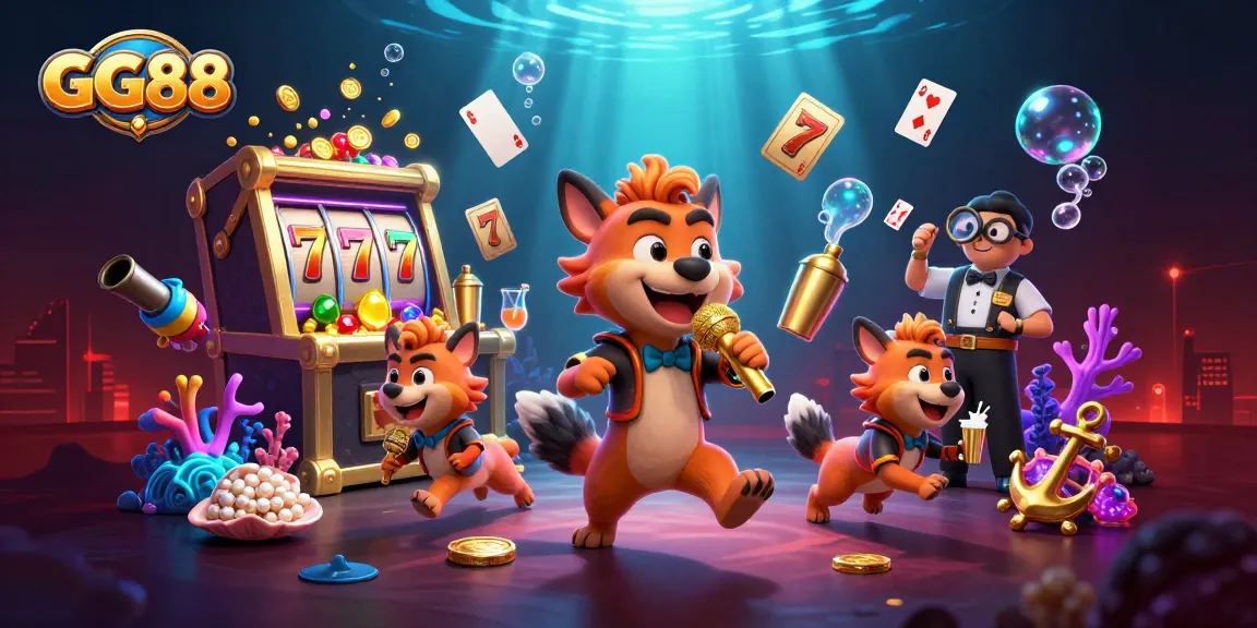 Experience the excitement of GG88 with a dynamic casino scene featuring hyenas in action.
